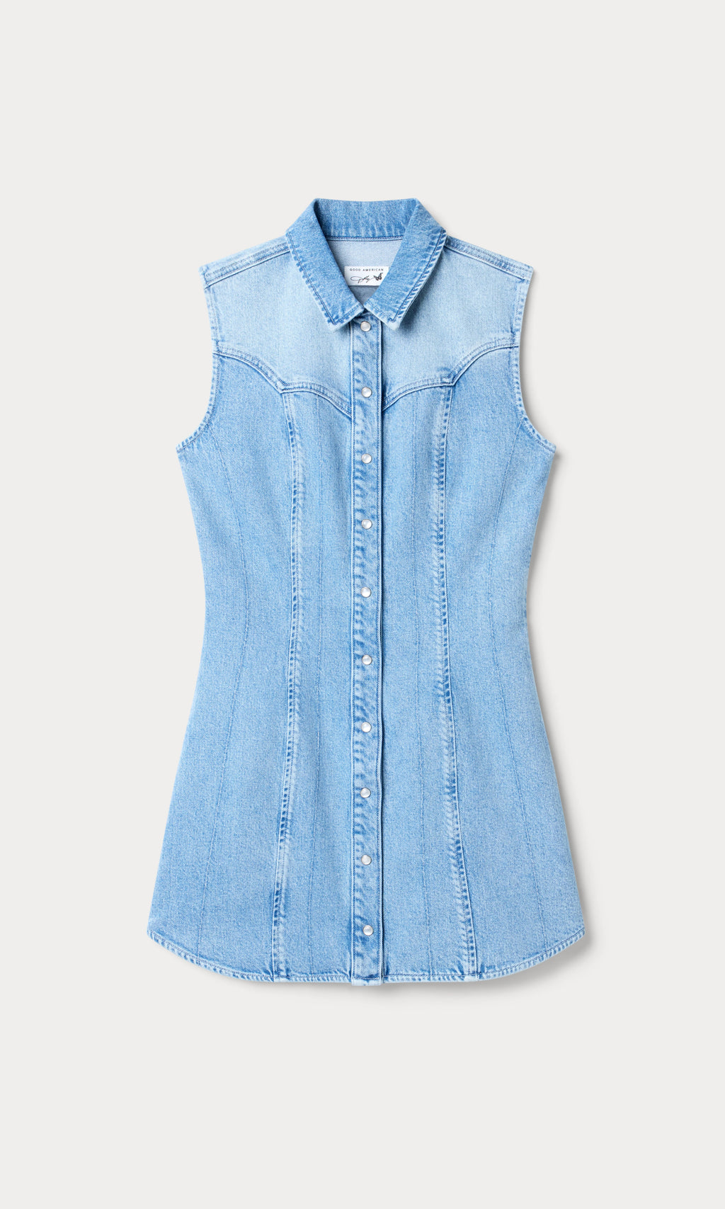 DOLLY SLEEVELESS DENIM MINI DRESS LIGHT BLUE
