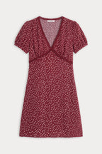 THE WOVEN V NECK DRESS BERRY NOIR PRINT