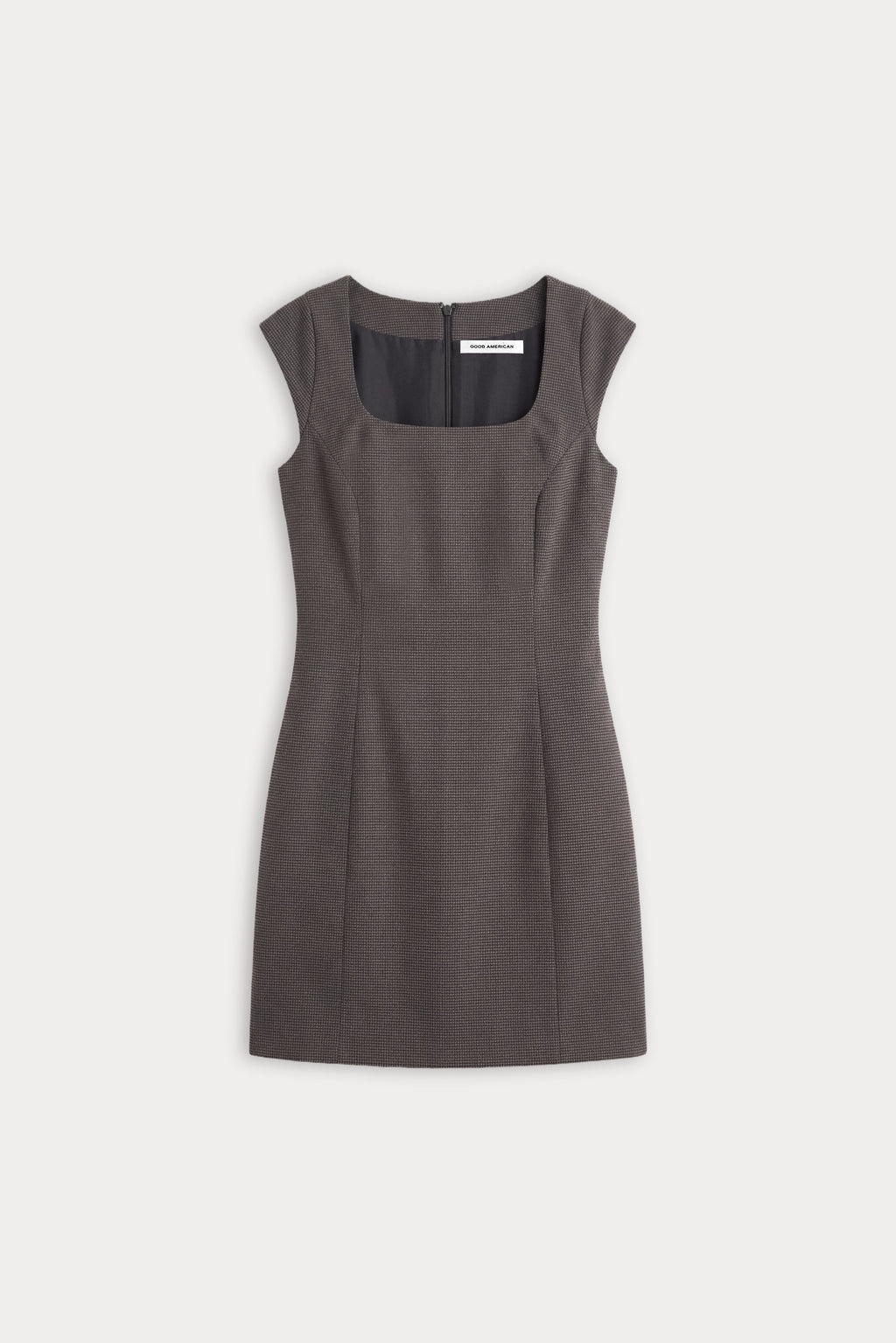 THE CAP SLEEVE MINI DRESS CHARCOAL MINI HOUNDSTOOTH