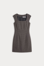 THE CAP SLEEVE MINI DRESS CHARCOAL MINI HOUNDSTOOTH