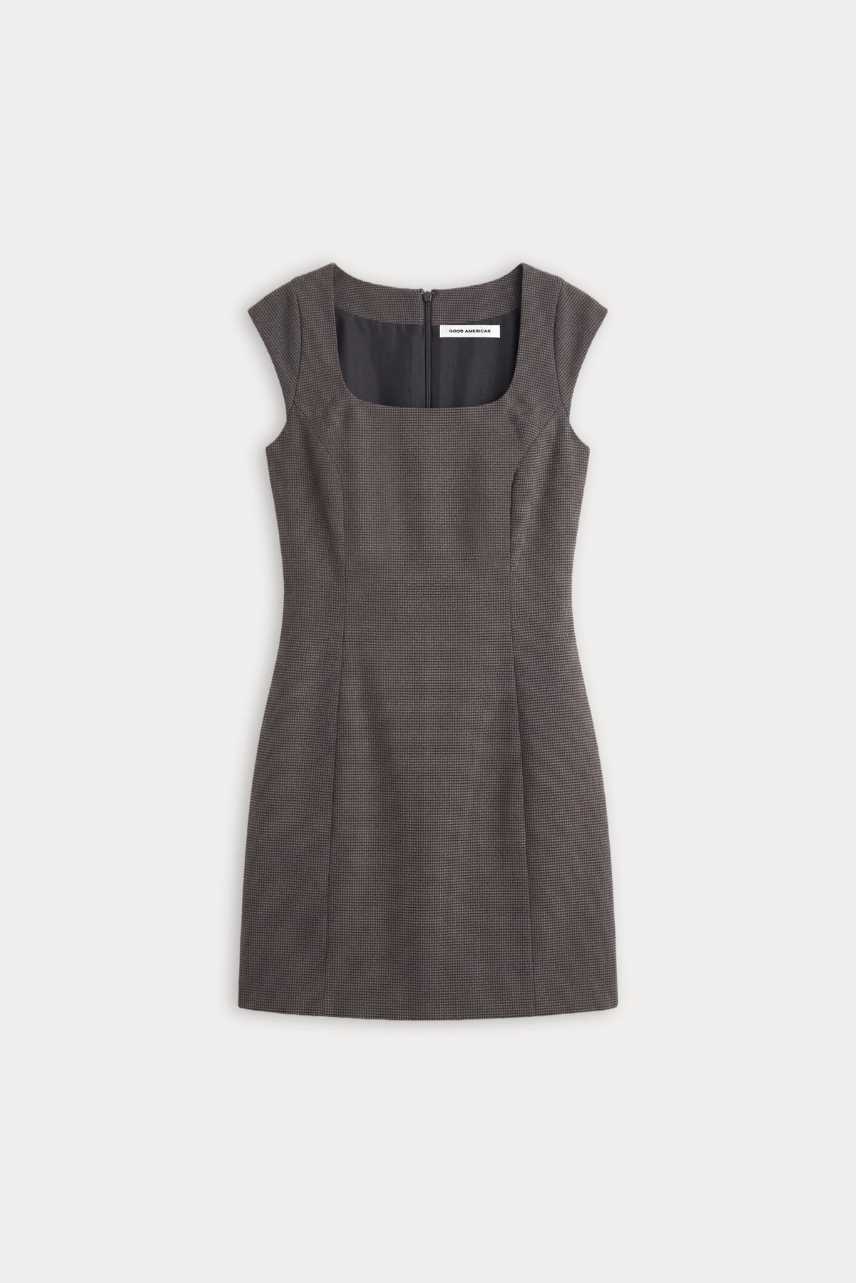 THE CAP SLEEVE MINI DRESS CHARCOAL MINI HOUNDSTOOTH