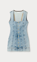 MINI BUTTON FRONT DRESS INDIGO1104