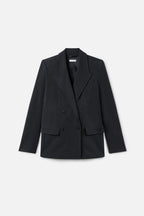 ESSENTIAL SUITING OVERSIZED DOUBLE BREASTED BLAZER DARK HEATHER GRAY