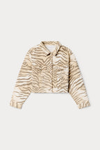 ESSENTIAL CROP DENIM JACKET BROWN TIGER