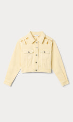 ESSENTIAL CROP DENIM JACKET EMBROIDERED ANISE YELLOW