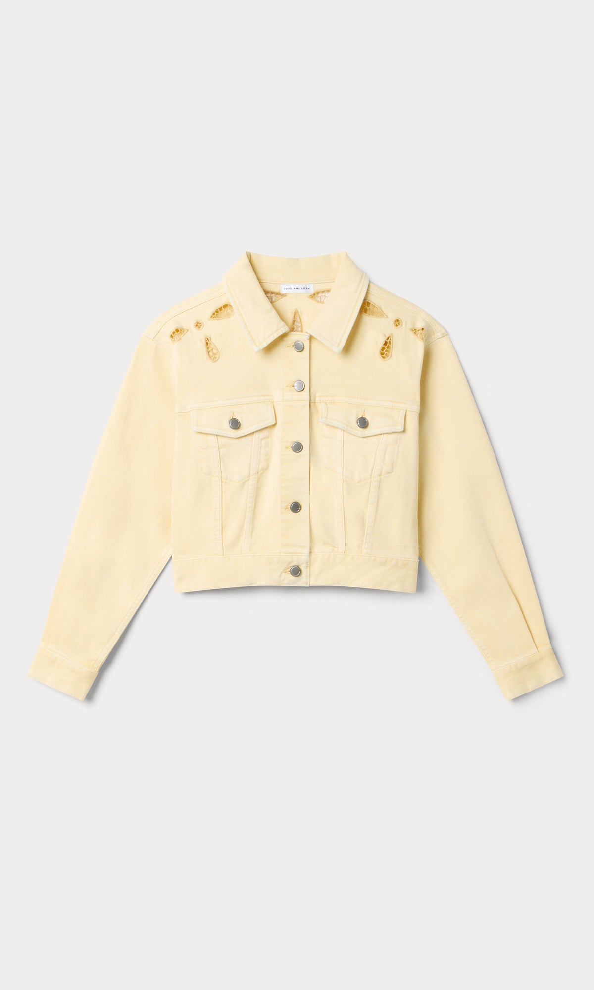 ESSENTIAL CROP DENIM JACKET EMBROIDERED ANISE YELLOW