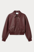THE BETTER THAN LEATHER BOMBER JACKET BERRY NOIR