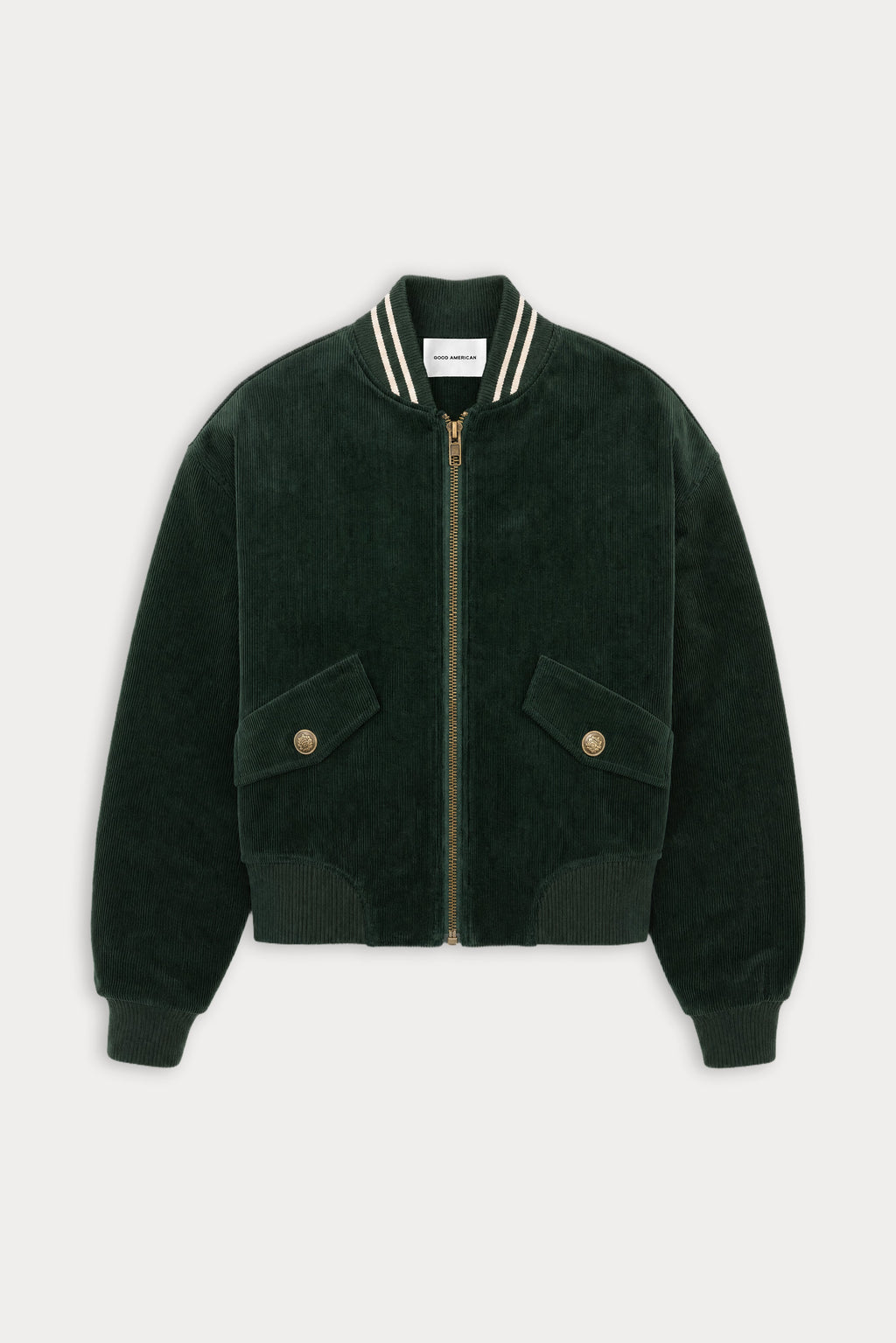 THE CORD VARSITY JACKET FOREST GREEN
