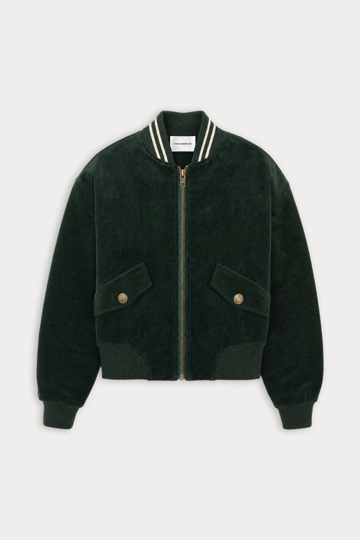 THE CORD VARSITY JACKET FOREST GREEN