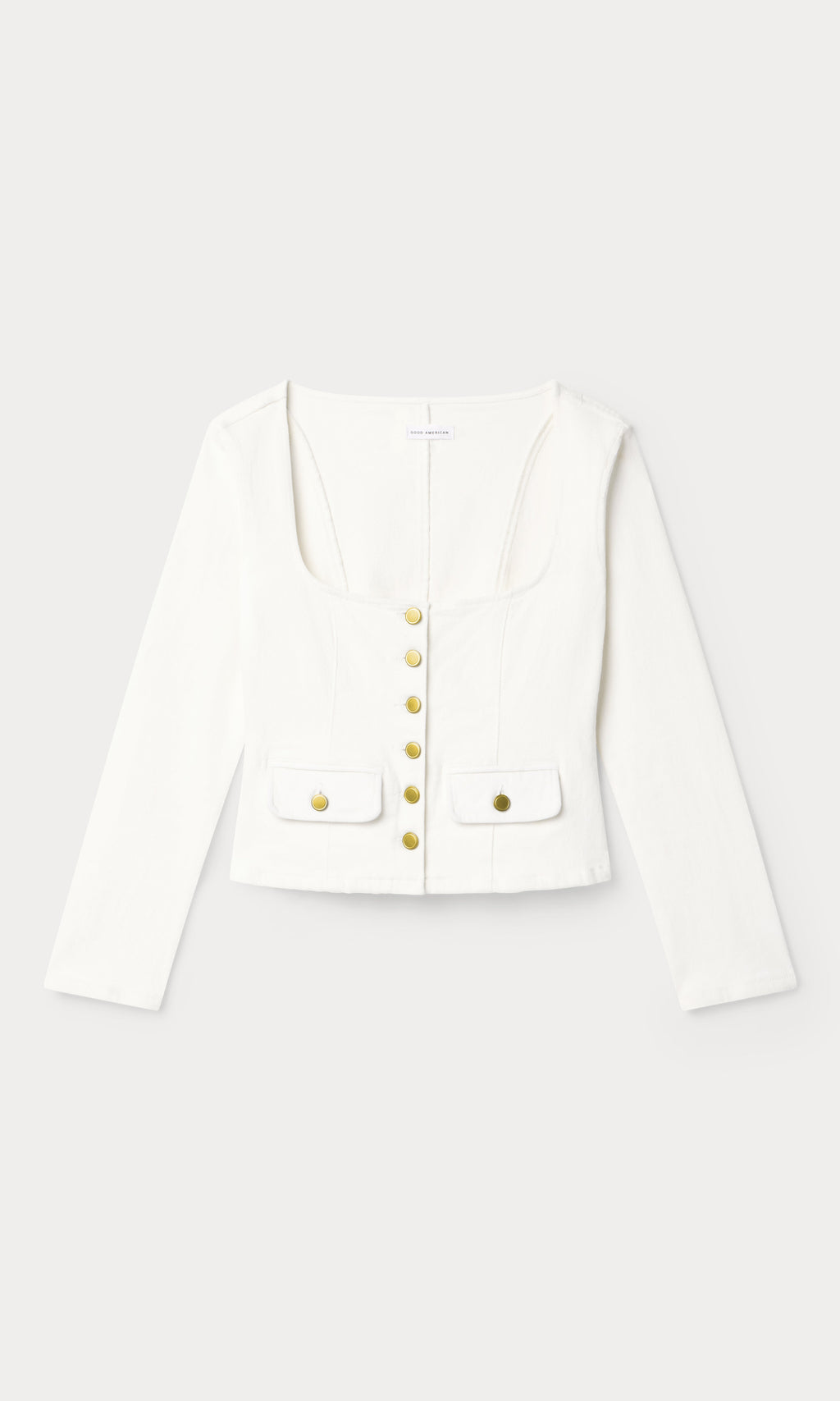 DENIM FITTED BUTTON FRONT JACKET COTTON WHITE