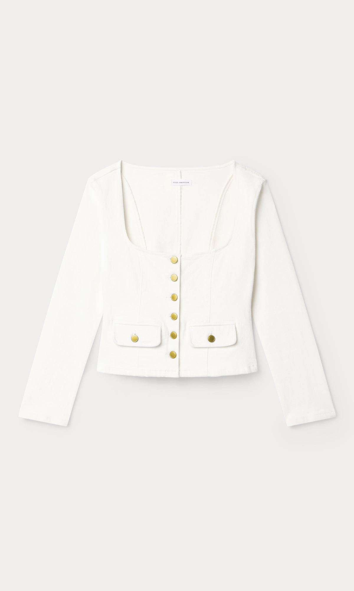 DENIM FITTED BUTTON FRONT JACKET COTTON WHITE
