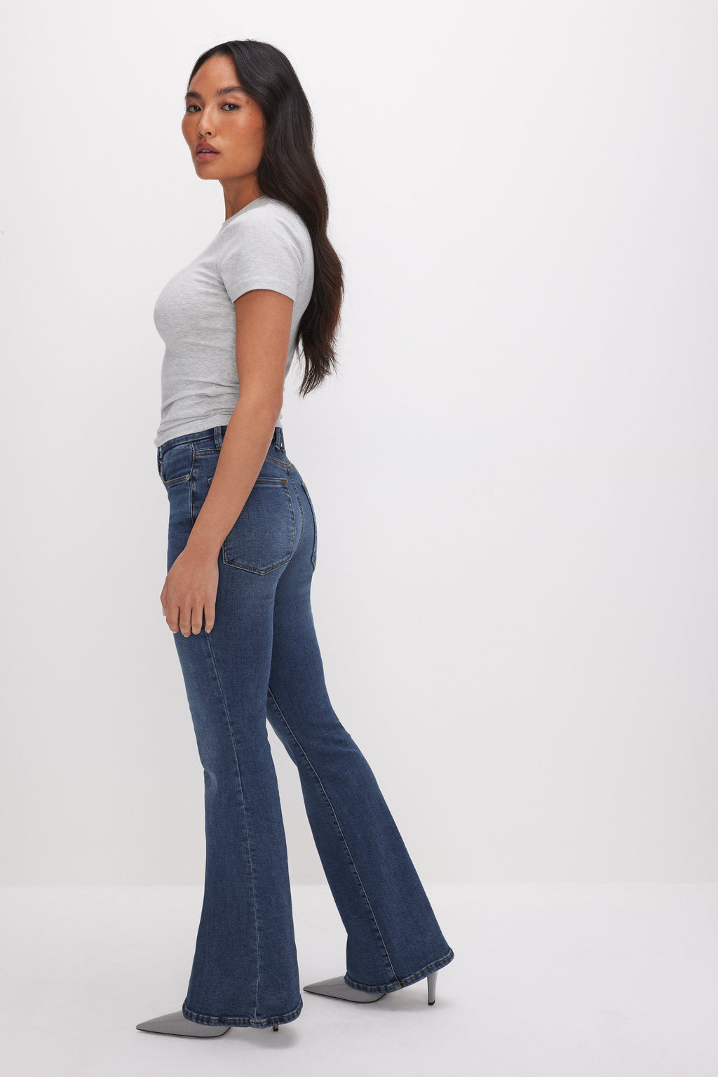 GOOD PETITE FLARE JEANS BLUE004