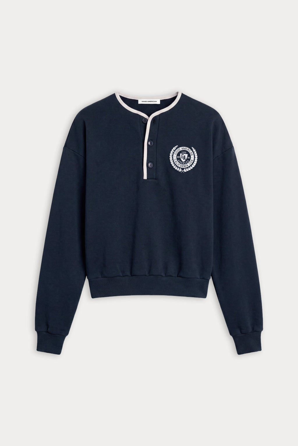 THE BRUSHED FLEECE HENLEY NEW NAVY