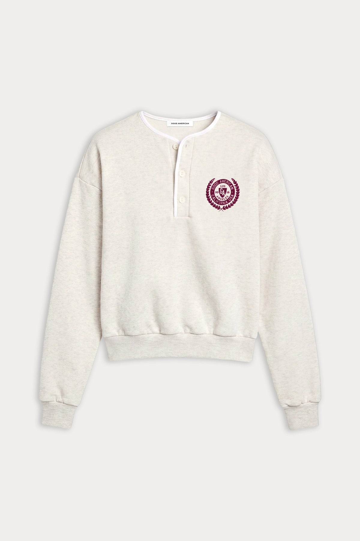 THE BRUSHED FLEECE HENLEY OATMEAL