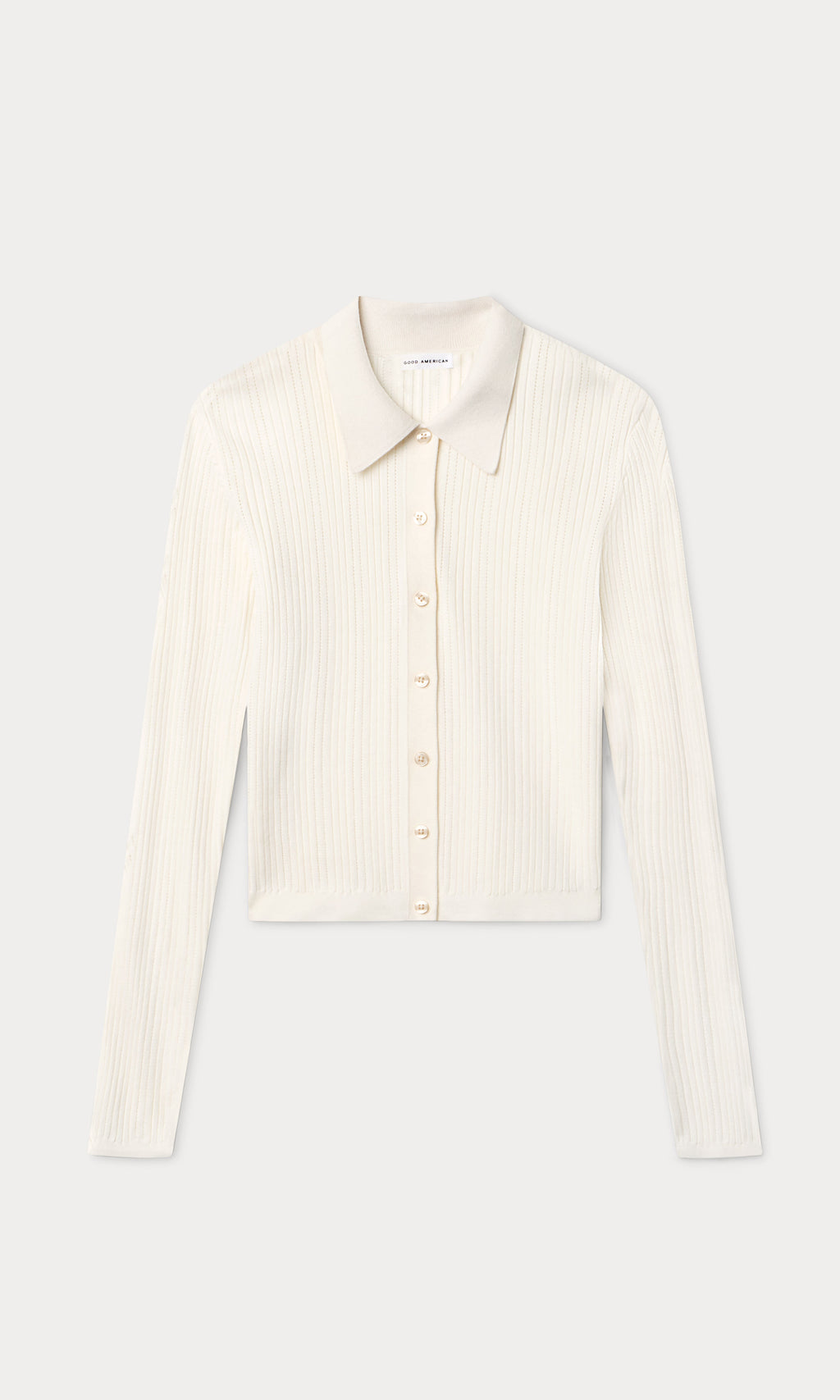 THE LADDER RIB CARDIGAN CHALK