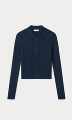 THE LADDER RIB CARDIGAN MIDNIGHT BLUE