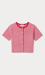 THE KEEPSAKE CARDIGAN CHERRY GINGHAM