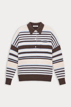 THE OVERSIZED RUGBY SWEATER MOCHA STRIPE