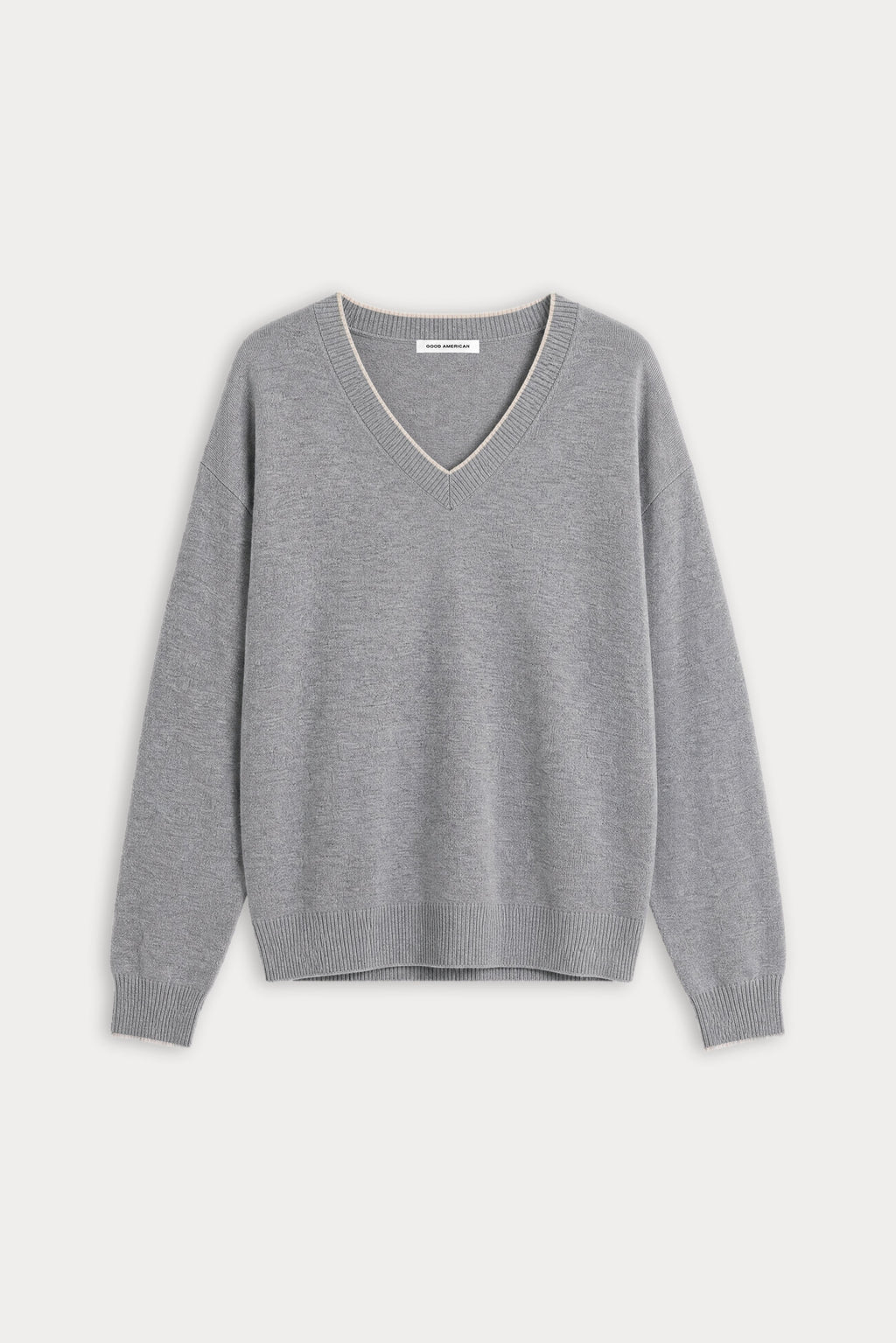 THE COZY V NECK SWEATER HEATHER GREY001