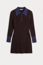THE KNIT POLO MINI DRESS ESPRESSO