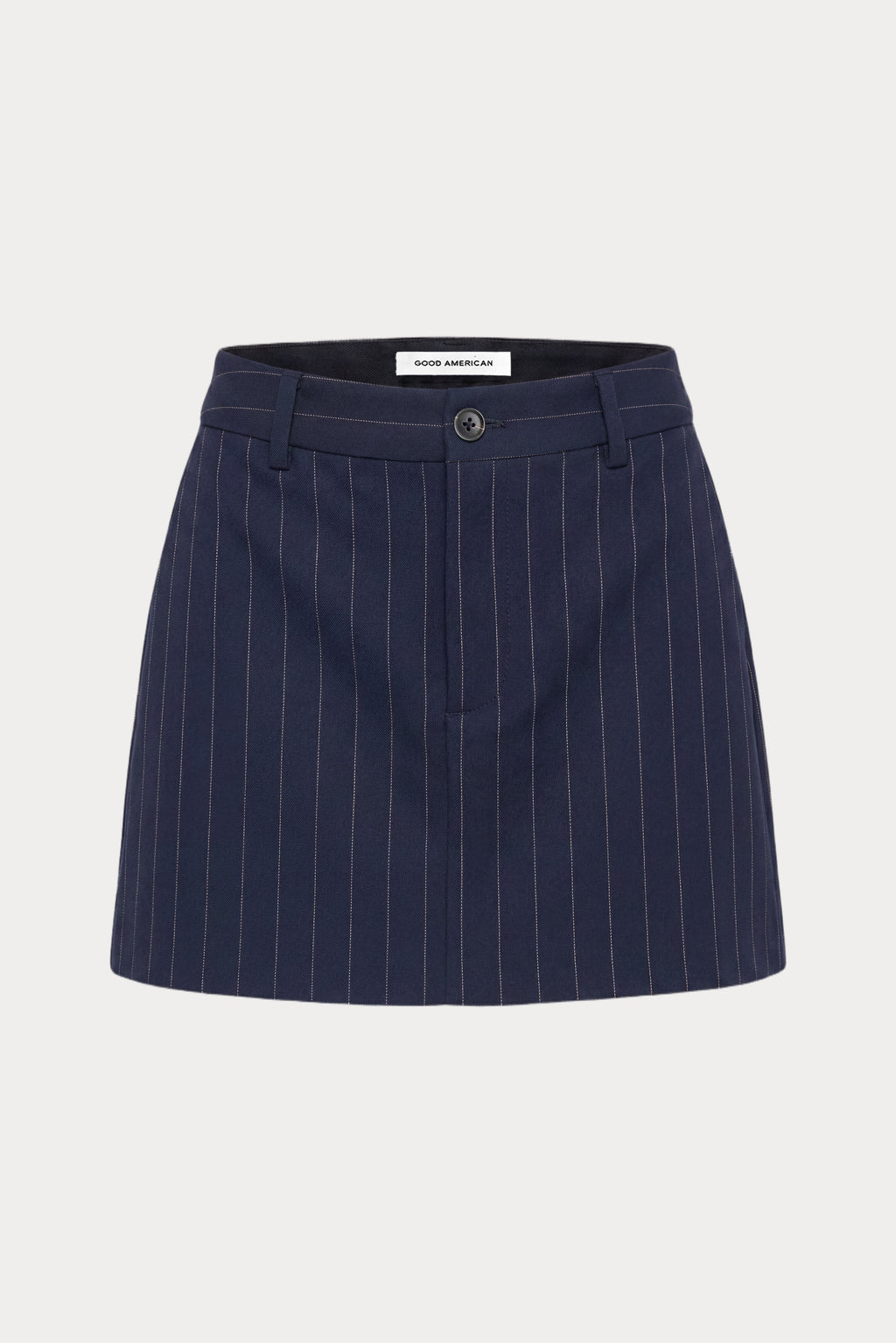 THE TROUSER MINI SKIRT NAVY PINSTRIPE