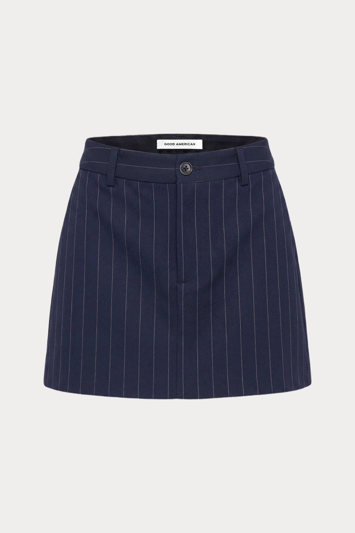 THE TROUSER MINI SKIRT NAVY PINSTRIPE