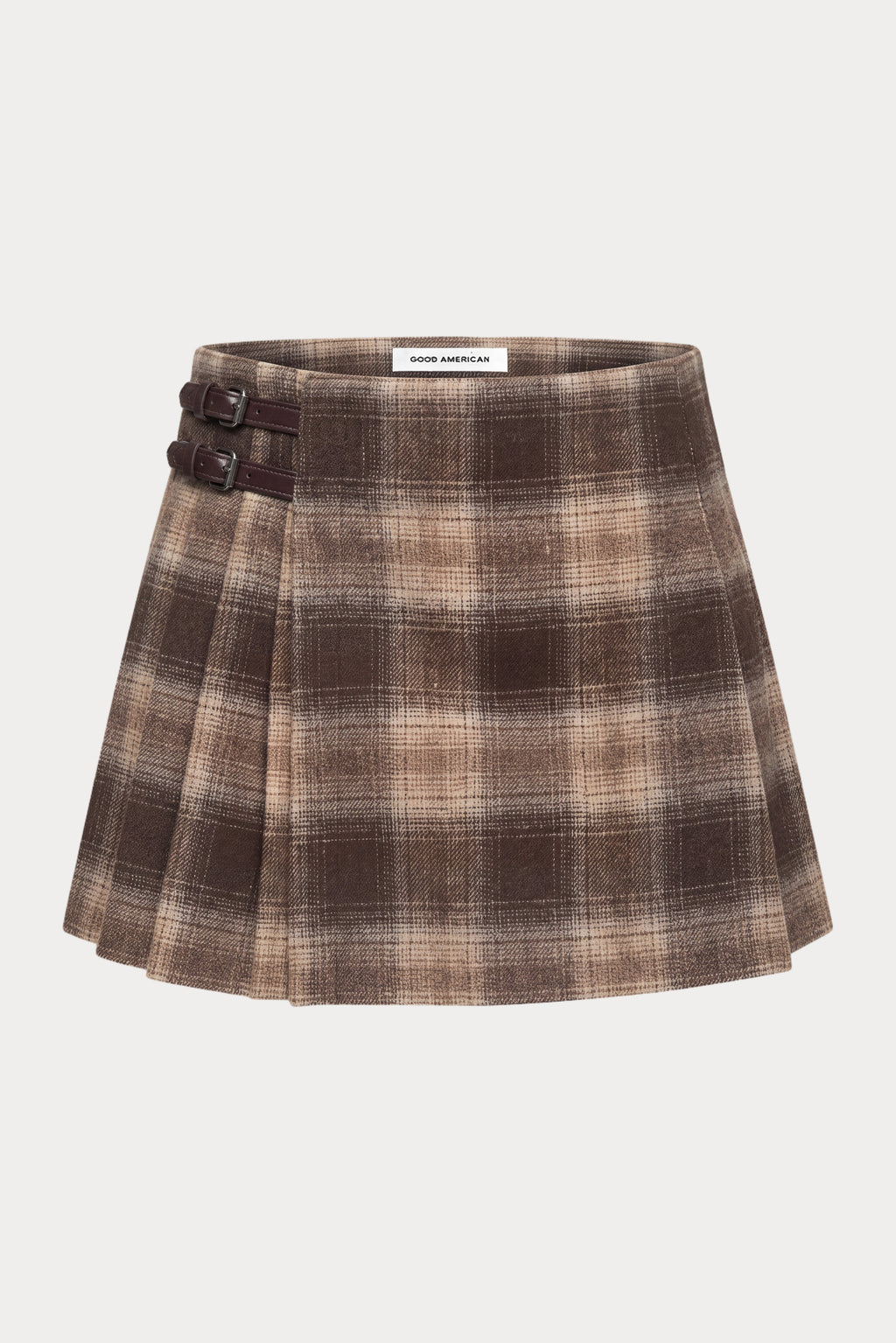 THE MICRO BUCKLE SKIRT MOCHA PLAID