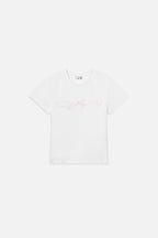 DOLLY SIGNATURE SUPER STRETCH BABY TEE WHITEDOLLY PINK