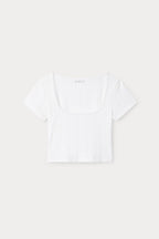 THE POINTELLE SQUARE NECK TOP WHITE001