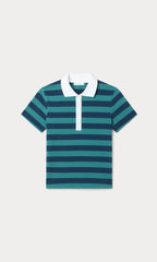 THE EASY POLO SUMMER STRIPE TEAL