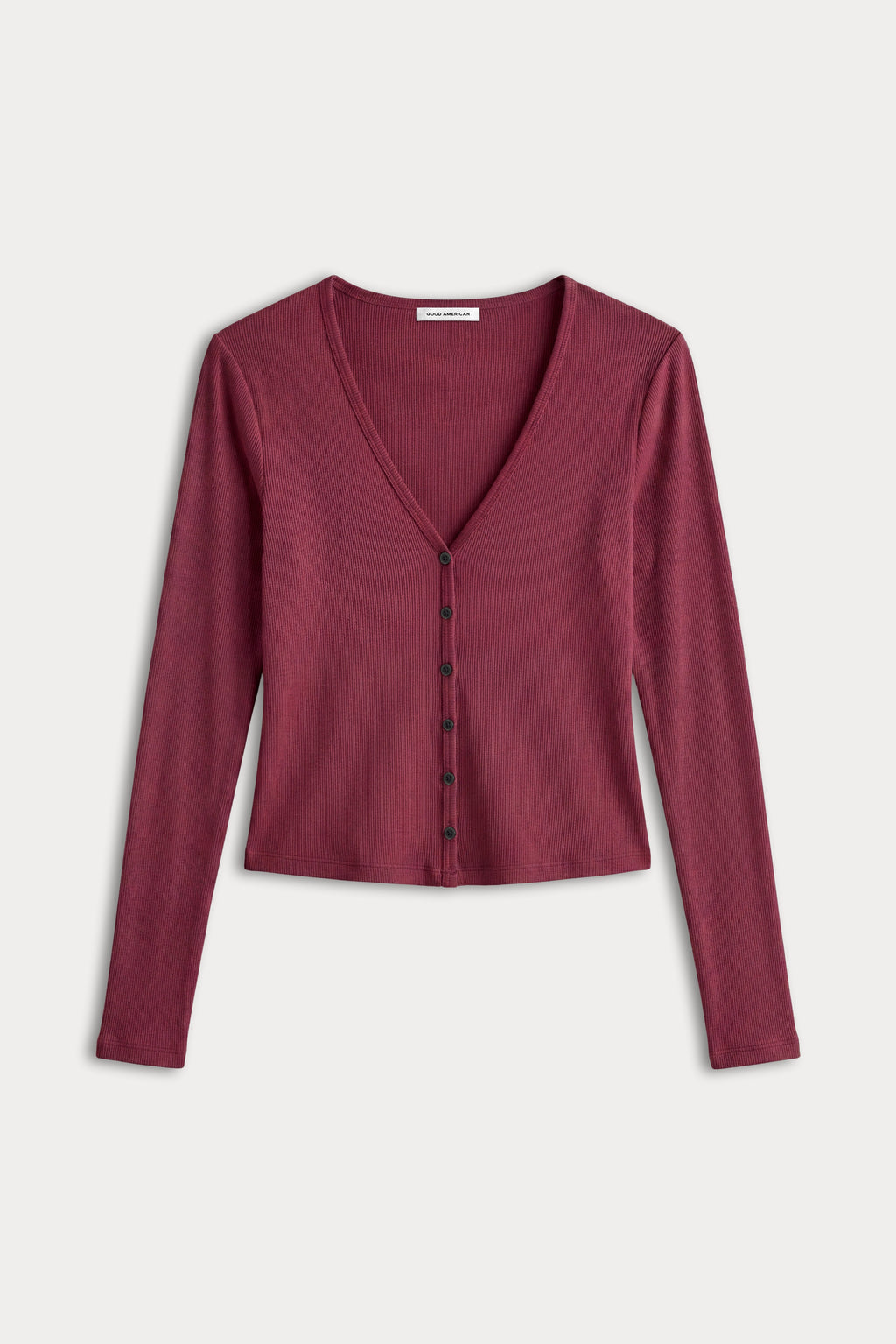 THE RIB V NECK CARDIGAN BERRY NOIR