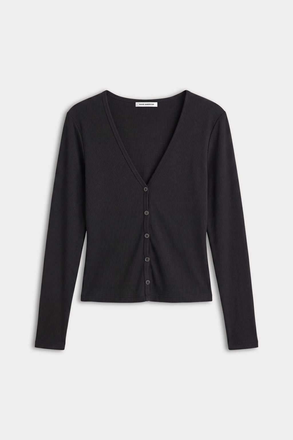 THE RIB V NECK CARDIGAN BLACK