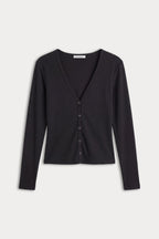 THE RIB V NECK CARDIGAN BLACK