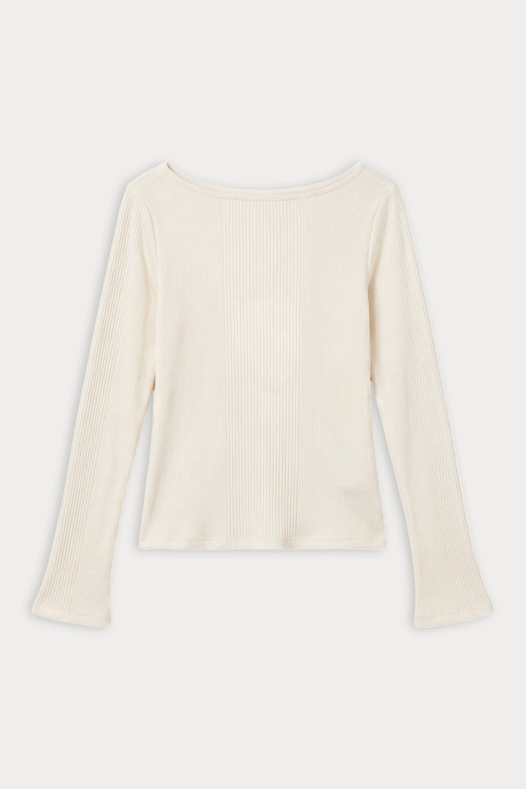 THE VARIEGATED RIB LONG SLEEVE TOP CHALK
