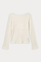 THE VARIEGATED RIB LONG SLEEVE TOP CHALK