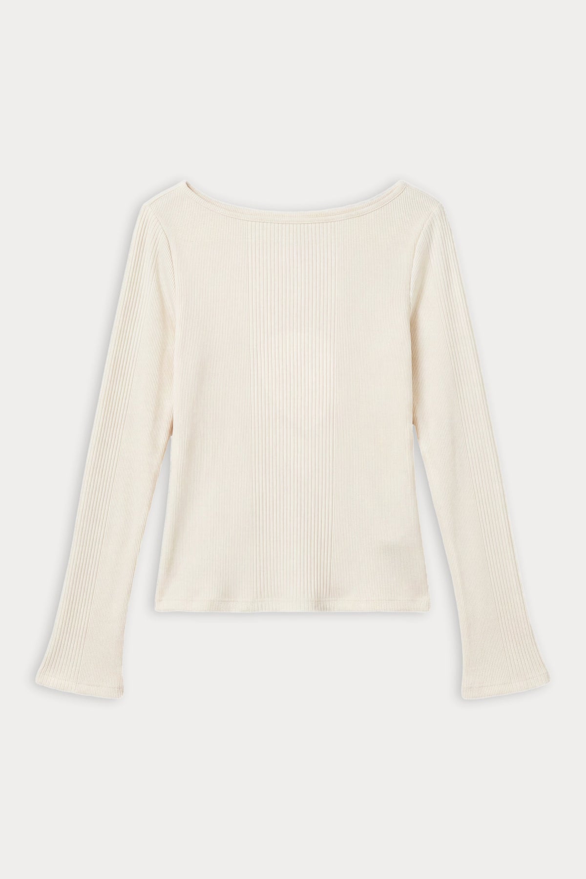 THE VARIEGATED RIB LONG SLEEVE TOP CHALK