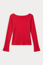 THE VARIEGATED RIB LONG SLEEVE TOP CRIMSON ROSE