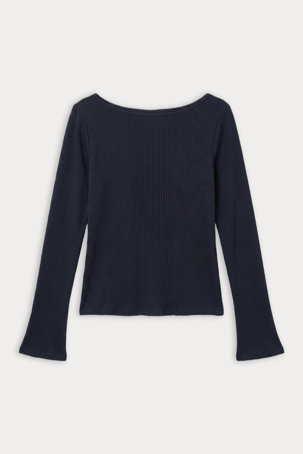 THE VARIEGATED RIB LONG SLEEVE TOP NEW NAVY002