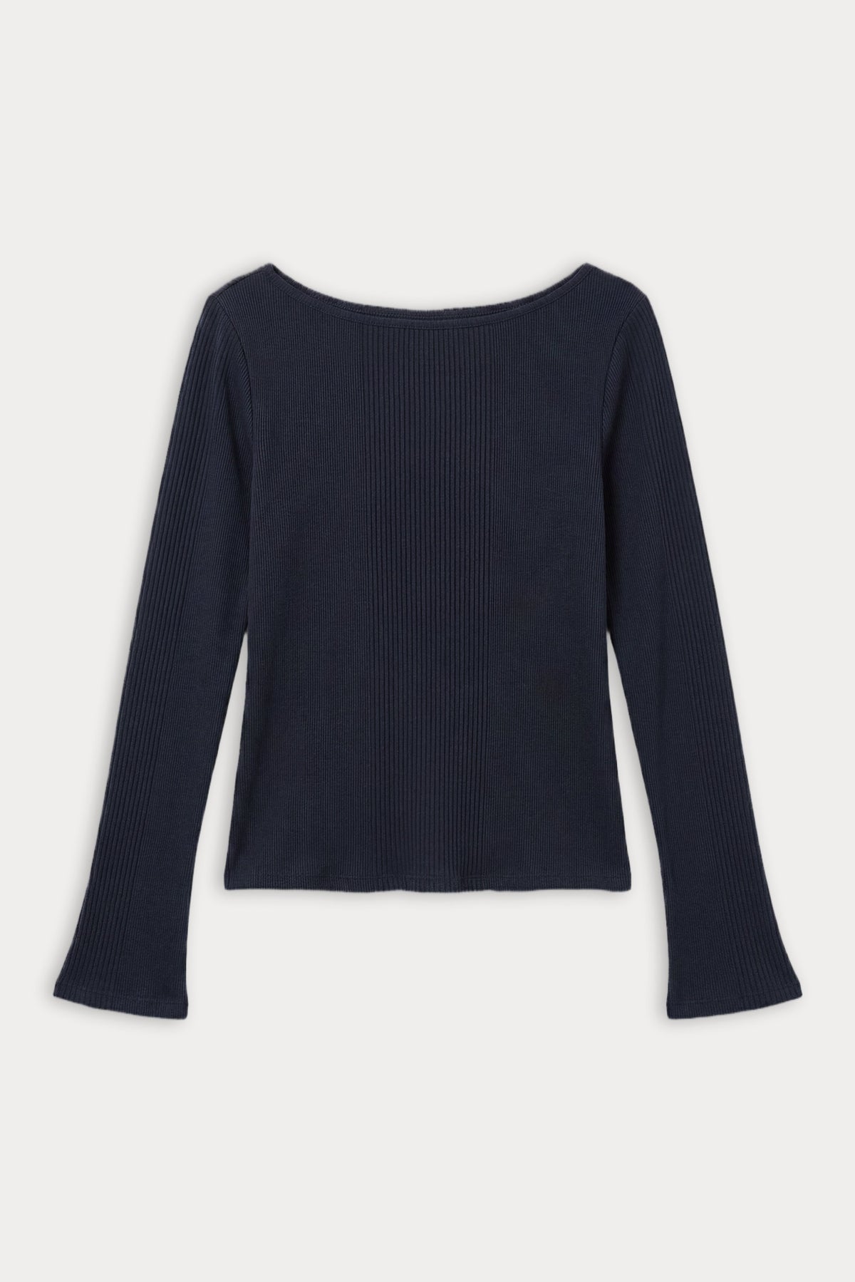 THE VARIEGATED RIB LONG SLEEVE TOP NEW NAVY002