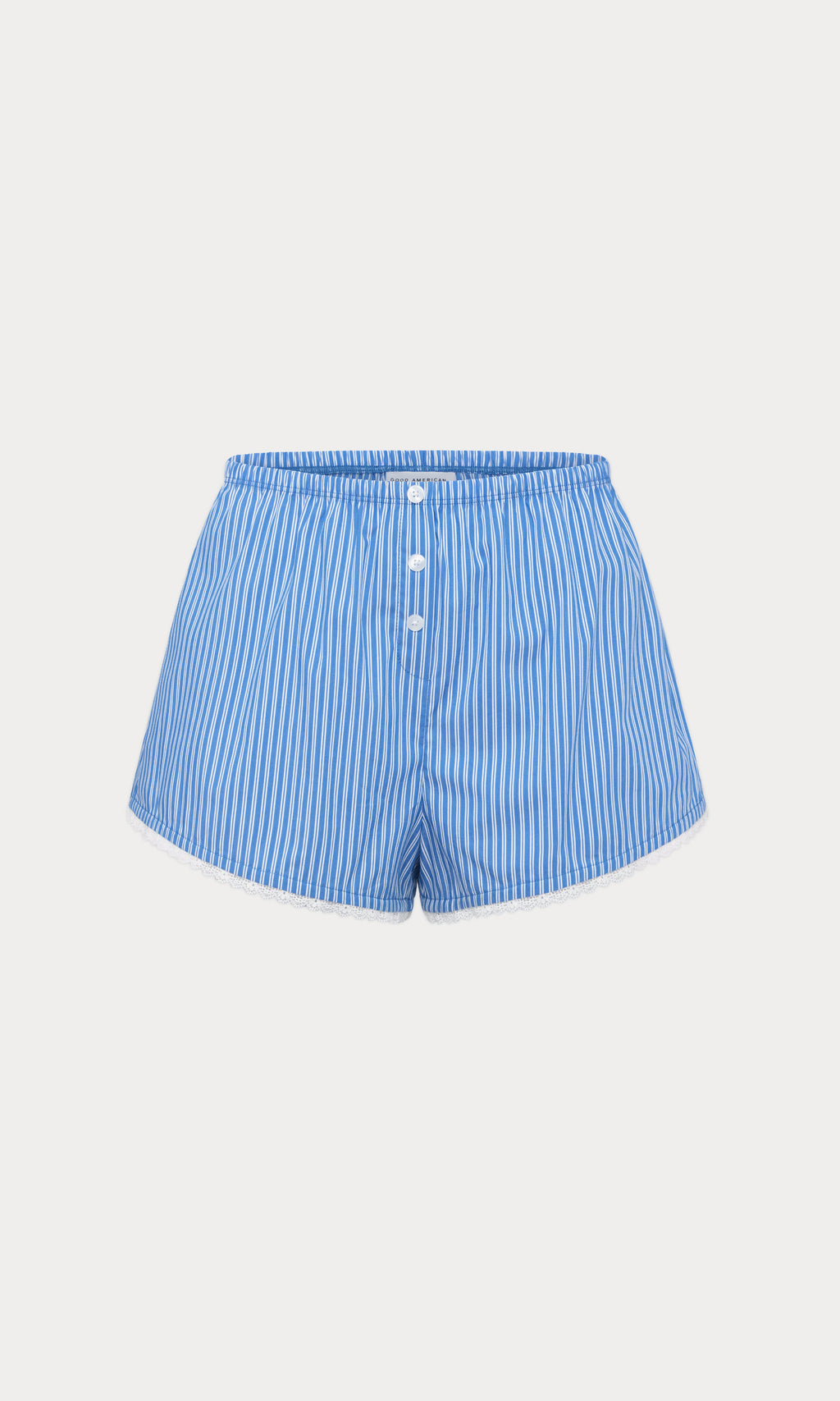 POPLIN PULL ON BOXER SHORTS BLUE & WHITE STRIPE