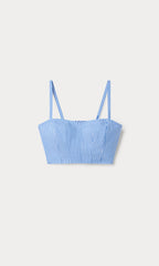 POPLIN BUSTIER CAMI TOP BLUE AND WHITE STRIPE