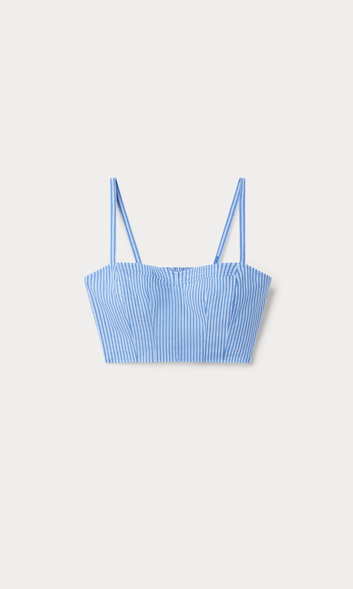 POPLIN BUSTIER CAMI TOP BLUE AND WHITE STRIPE