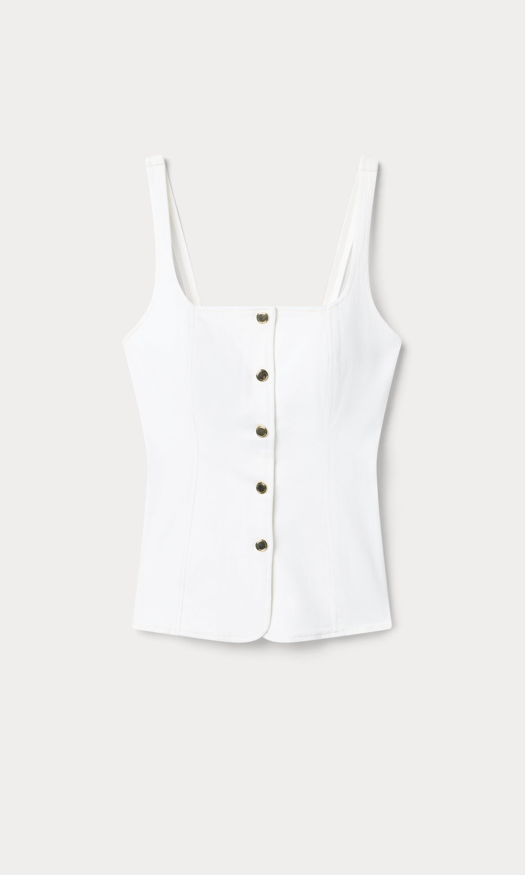 SLEEVELESS DENIM BUTTON FRONT TOP COTTON WHITE
