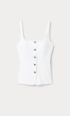 SLEEVELESS DENIM BUTTON FRONT TOP COTTON WHITE