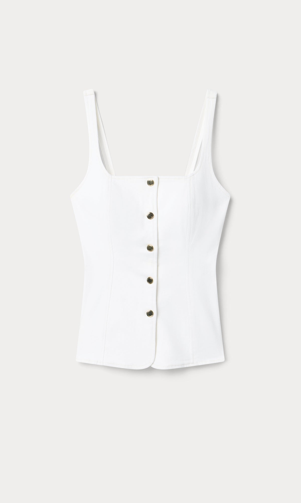 SLEEVELESS DENIM BUTTON FRONT TOP COTTON WHITE