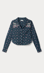 DOLLY TAILORED POPLIN SHIRT NEW NAVY BANDANA PRINT