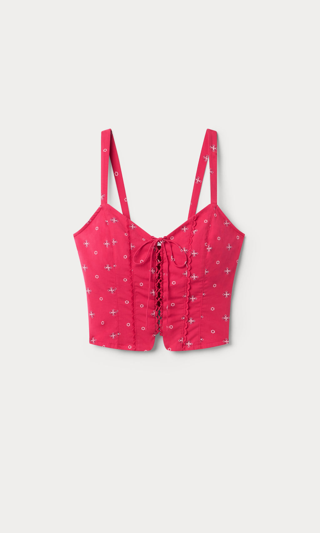 DOLLY LACE UP POPLIN TANK FLARE BANDANA PRINT