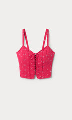 DOLLY LACE UP POPLIN TANK FLARE BANDANA PRINT