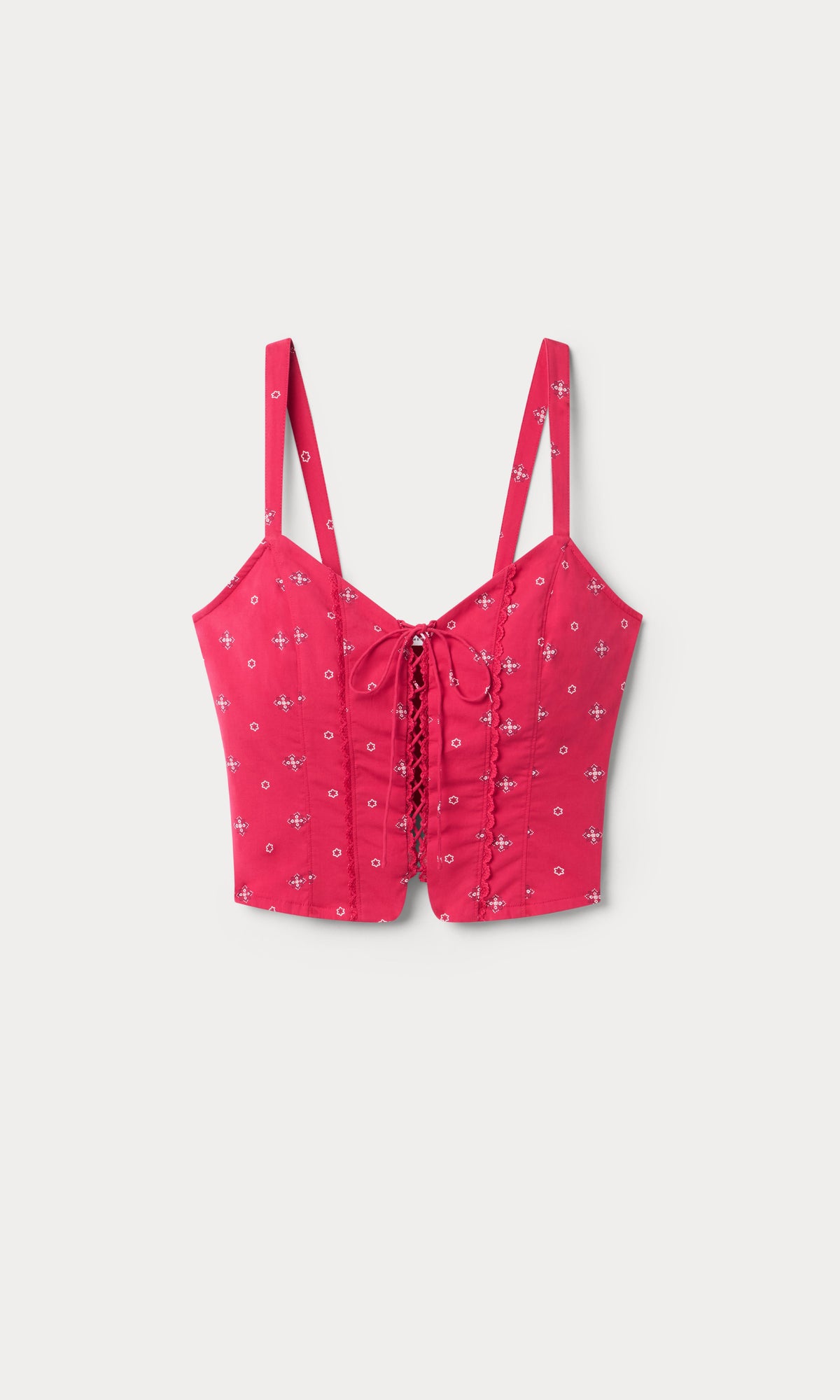 DOLLY LACE UP POPLIN TANK FLARE BANDANA PRINT