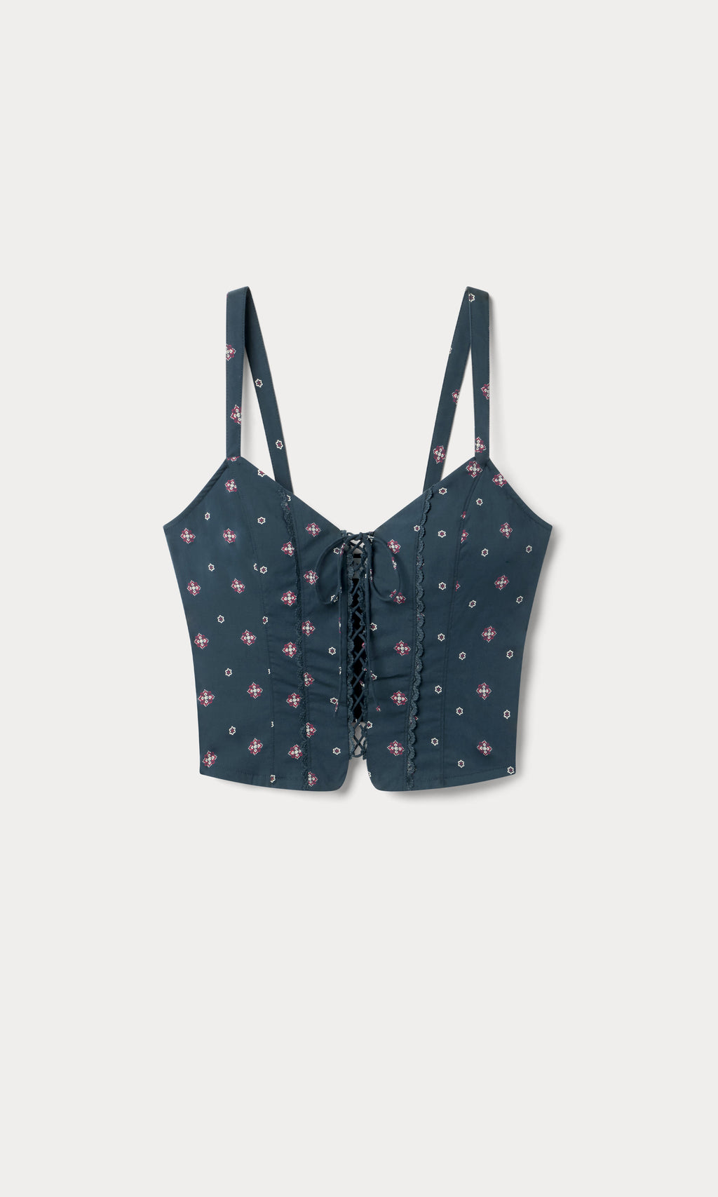 DOLLY LACE UP POPLIN TANK NEW NAVY BANDANA PRINT